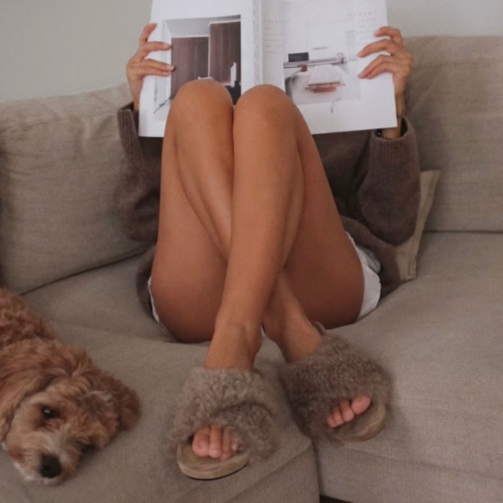 ★Org.$294 ATP ATELIER Doris shearling slides Gray IT39★